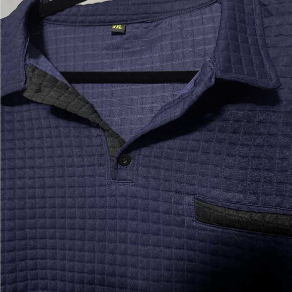 G&P’ Men’s XXL Navy Blue Textured Polo Shirt with Contrast Trim - Picture 9 of 10